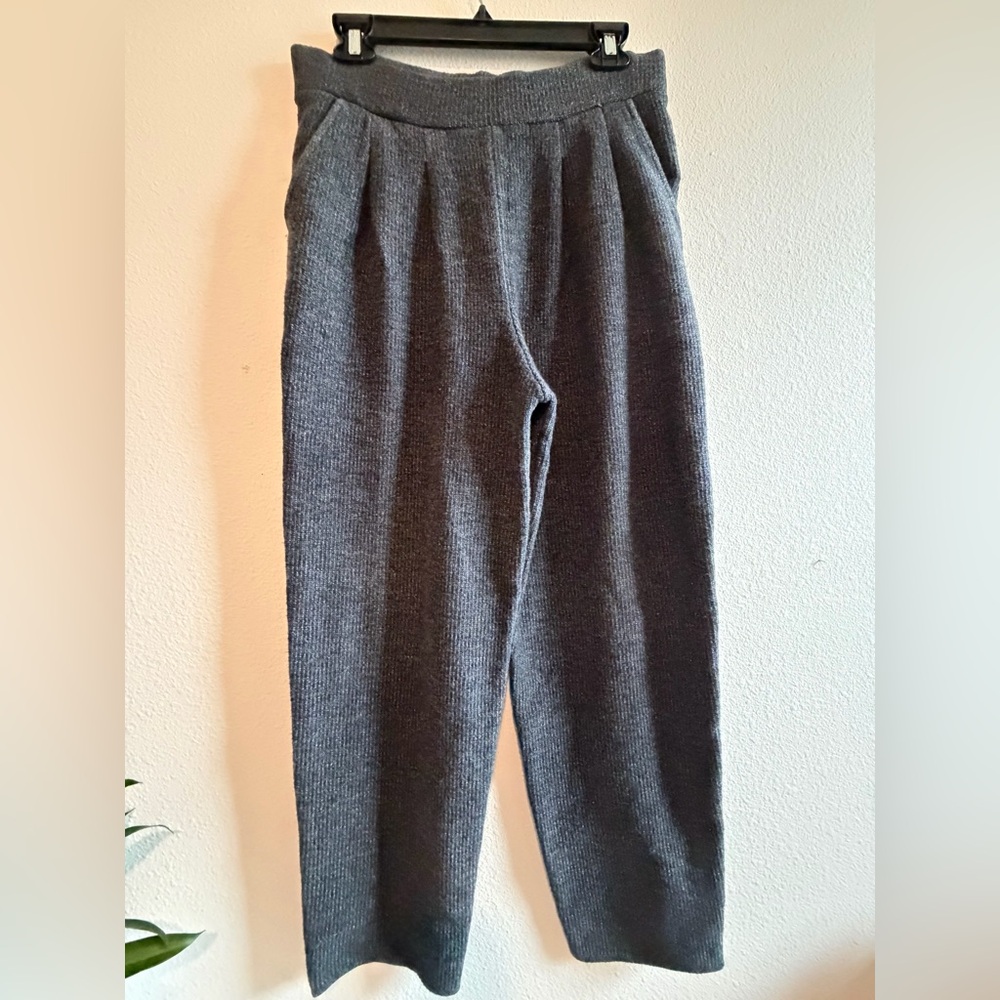 Zara Charcoal Knit Trousers warm high waisted pants